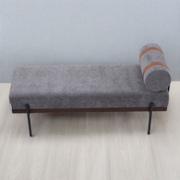 Living and Home 2 Seater Dark Grey Cylindrical Bolster Chaise Lounge Bench - thumbnail 1