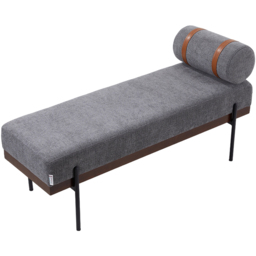 Living and Home 2 Seater Dark Grey Cylindrical Bolster Chaise Lounge Bench - thumbnail 2