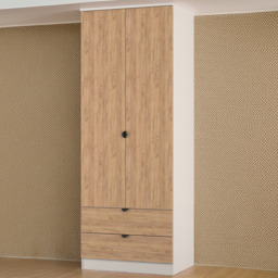 Crowndale Bora Gold Oak and Kashmir Matt 2 Door 2 Drawer Wardrobe