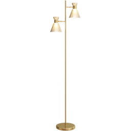 HOMCOM Screw E27 Gold Tone Modern Adjustable Dual Head Standing Floor Lamp - thumbnail 1