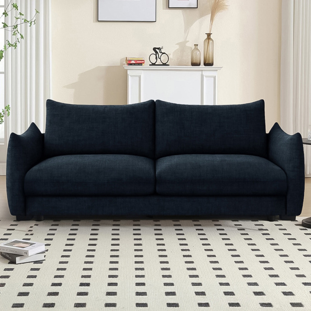 Bronte 3 Seater Navy Blue Fabric Sofa Bed - image 1