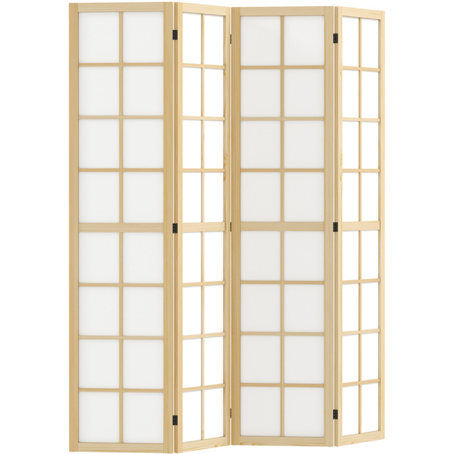 Portland 4 Panel Wooden Folding Indoor Room Partition 160 x 170cm - image 1