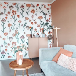 Grandeco Roomblush Ray of Flowers Soft Pink 4 Lane Wall Mural - thumbnail 1
