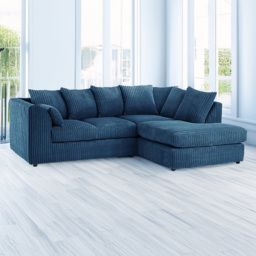Luxor 3 Seater Marine Blue Jumbo Cord Right Hand Facing L Shaped Corner Sofa - thumbnail 1