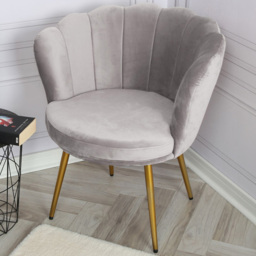 Flora Grey Velvet Scalloped Back Accent Chair