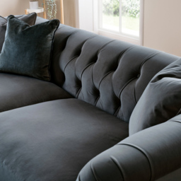 3 Seater Midnight Blue Velvet Large Sofa - thumbnail 3