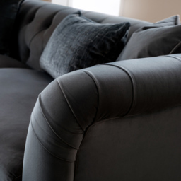 3 Seater Midnight Blue Velvet Large Sofa - thumbnail 4