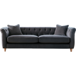 3 Seater Midnight Blue Velvet Large Sofa - thumbnail 2