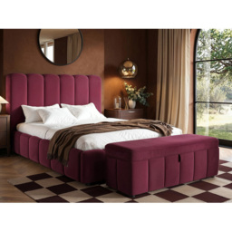SOLACE+CO Emilie Burgundy Velvet Blanket Box - thumbnail 4