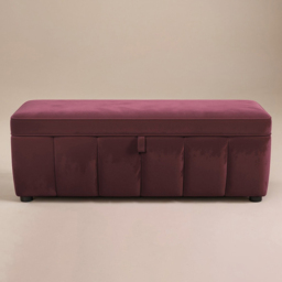 SOLACE+CO Emilie Burgundy Velvet Blanket Box - thumbnail 2