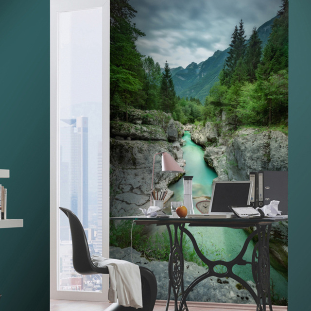 Erismann River Through The Forest Digital 3 Panels Wall Mural - image 1