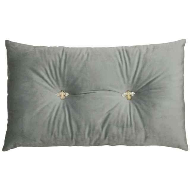 Paoletti Bumble Bee Silver Velvet Cushion - image 1