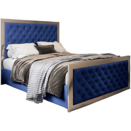 Maddison Blue King Size Velvet Upholstered Metal Bed Frame with Padded Headboard - thumbnail 2