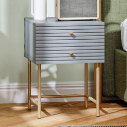Portland 2 Drawer Grey Bedside Table Set of 2 - thumbnail 1