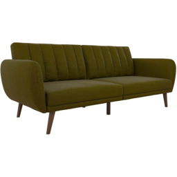 Novogratz Brittany Linen 3 Seater Green Sofa Bed with Wooden Legs - thumbnail 2