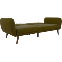 Novogratz Brittany Linen 3 Seater Green Sofa Bed with Wooden Legs - thumbnail 4