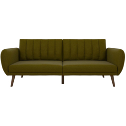 Novogratz Brittany Linen 3 Seater Green Sofa Bed with Wooden Legs - thumbnail 3