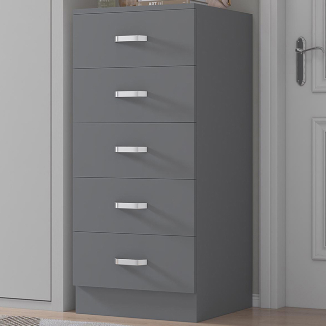 FWStyle Tunis Matt Grey 5 Drawer Slim Chest - image 1
