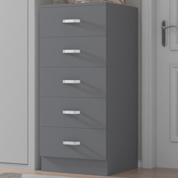FWStyle Tunis Matt Grey 5 Drawer Slim Chest - thumbnail 1