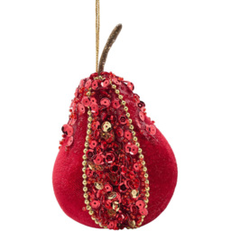 The Seasonal Gift Co Red Velvet Pear Bauble 19cm