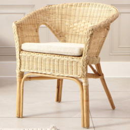 Desser Furniture Adult Sized Natural Wicker Loom Chair with Cushion