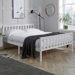 Home Source Florida Double White Wooden Bed Frame - thumbnail 1