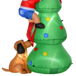 StarBright LED Inflatable Christmas Tree with Santa Claus and Dog Decoration 5.9ft - thumbnail 4