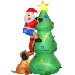 StarBright LED Inflatable Christmas Tree with Santa Claus and Dog Decoration 5.9ft - thumbnail 2
