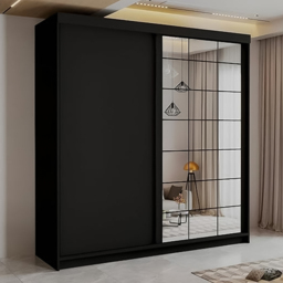 Sliding Wardrobes 4U Collin Black 2 Door Mirror Wardrobe