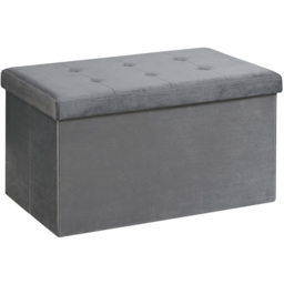 Grey Brushed Velvet Padded Storage Trunk - thumbnail 2