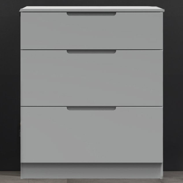 Crowndale Milan 3 Drawer Dusk Grey Deep Chest of Drawers Ready Assembled - image 1