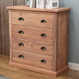 Tirolo 4 Drawer Light Brown Chest of Drawers with Brass Cup Handles