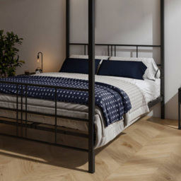 XR Living Fern Black Double 4 Poster Bed with White Soft Glow LED Light - thumbnail 2