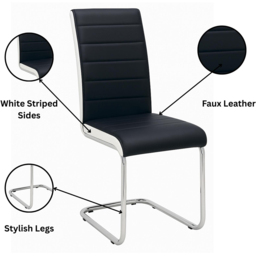 Portland Black Faux Leather Glass Tabletop Round 4 Seater Dining Set - thumbnail 4