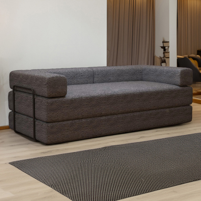 Sliding Wardrobes 4U Grey 3 Seater Larry Fabric Sofa Bed - image 1