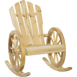 Outsunny Adirondack Natural Lounge Outdoor Rocking Chair - thumbnail 2