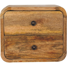Artisan Furniture Oak-ish 2 Drawer Solid Wood Mini Curve Floating Bedside Table - thumbnail 2