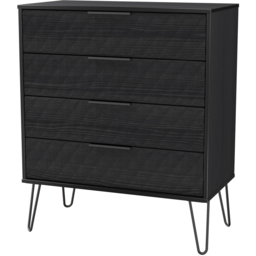 Crowndale Harlequin 4 Drawer Black Ash Chest of Drawers Ready Assembled - thumbnail 2