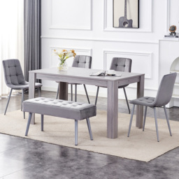 Kosy Koala 6 Seater Dining Set with Bench Grey Velvet