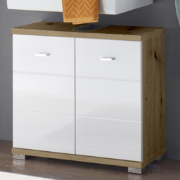 Julian Bowen Pool 2 Door White and Oak Bathroom Sink Cabinet