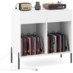 Costway 2 Drawer 2 Shelf White Record Player Stand - thumbnail 2