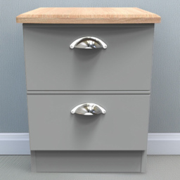 Crowndale Victoria Dusk Grey and Oak 2 Drawer Compact Bedside - thumbnail 1