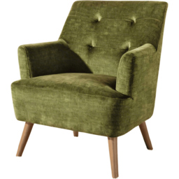 Home Source Arta Olive Plush Accent Armchair with Wooden Legs - thumbnail 2