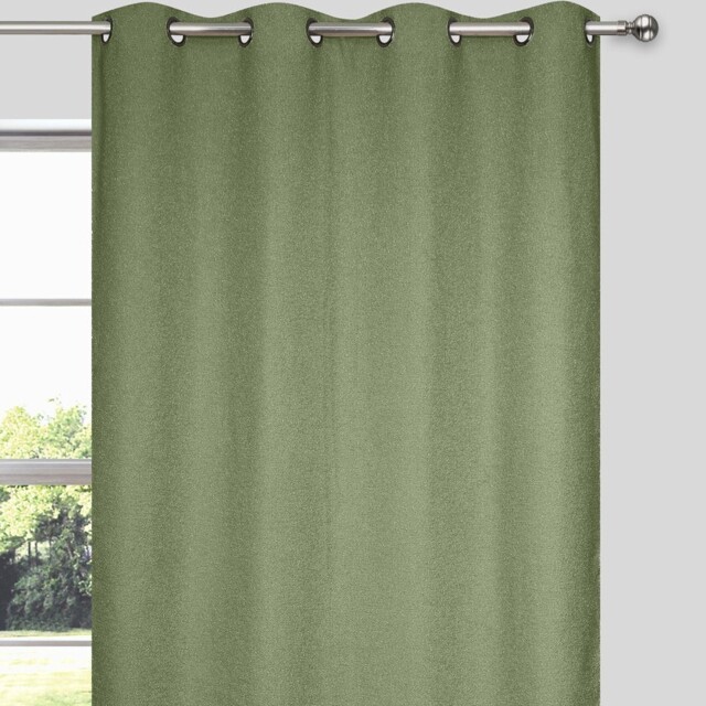 Divante Richmond Olive Boucle Thermal Eyelet Panel Curtain 140 x 240cm - image 1