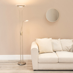 ValueLights Beata 2 Way Brushed Silver Dimmable LED Floor Lamp - thumbnail 2