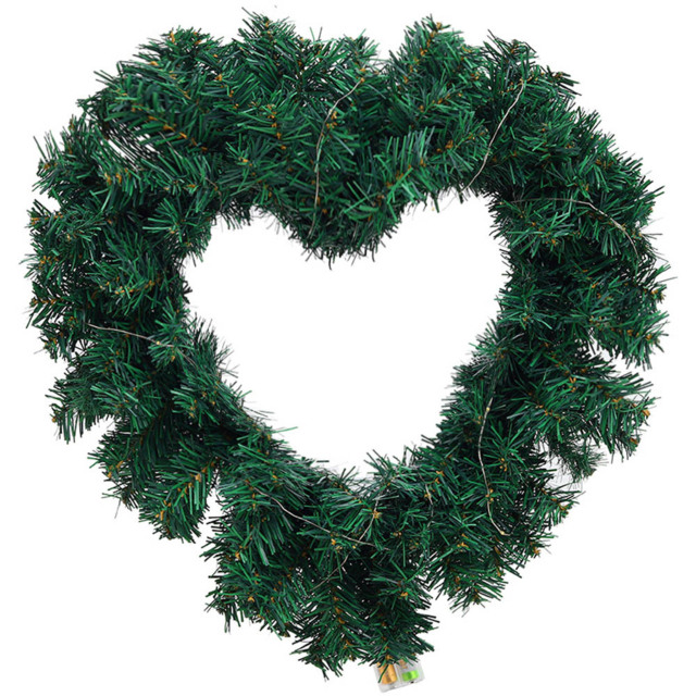 Living and Home Green Artificial Door Wreath 3m LED String Light - image 1