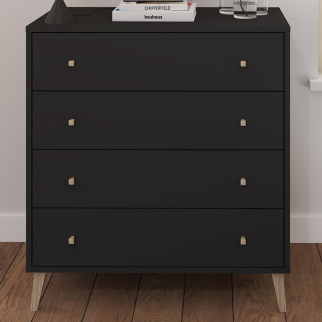 Salford 4 Drawer Black Chest of Drawers