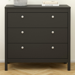 Florence Madrid 3 Drawer Matt Black Chest of Drawers - thumbnail 1