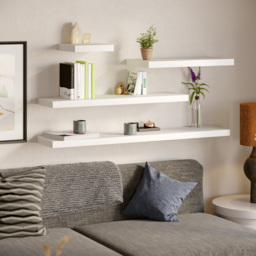 Homebase 90cm 2 Pack White Matt Floating Shelf - thumbnail 2