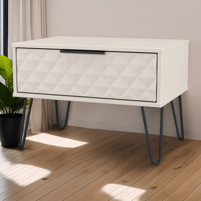 Crowndale Harlequin Single Drawer Kashmir Matt Wide Side Table Ready Assembled - image 1